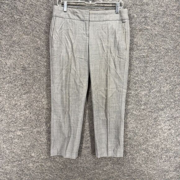 Loft Dress Pants Women 4 Gray Mid Rise Pleated Marisa Straight Pockets Wool - Picture 1 of 8